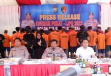 Kapolda Sulsel Pimpin Press Release Hasil Operasi Pekat Lipu 2022