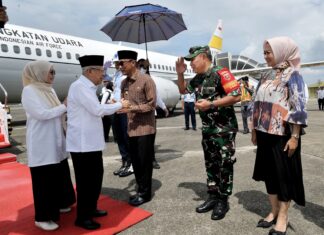 Transit Usai Kunker, Pangdam XIV/Hsn Sambut Kedatangan Wapres RI di Kab. Maros